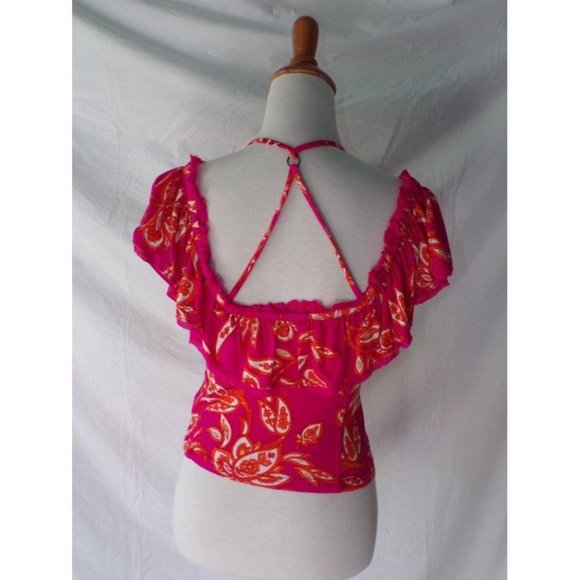 FREE PEOPLE Cha Cha Ruffle Off-shoulder Top Paisley X-Small 0-2 NEW - Picture 11 of 12